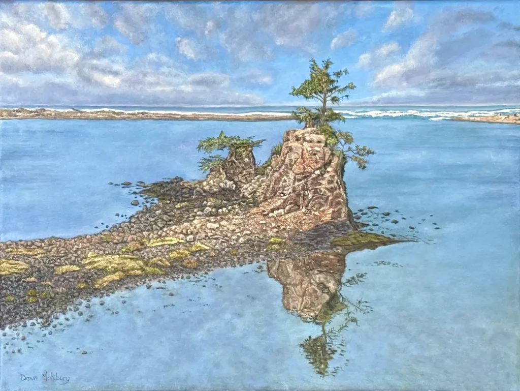 Painting of the Four Brothers in Siletz Bay, Oregon